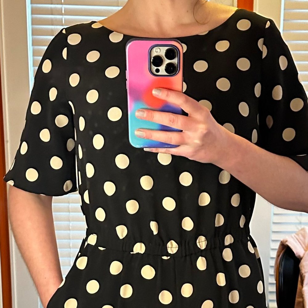 Cream Black Polka Dot Jumpsuit | small petite